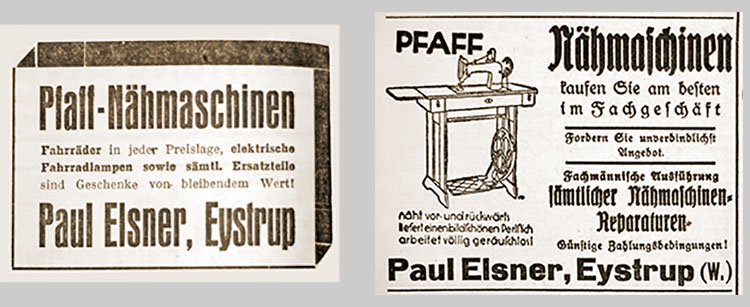 Anzeigen der Firma Paul Elsner aus den 30er Jahren