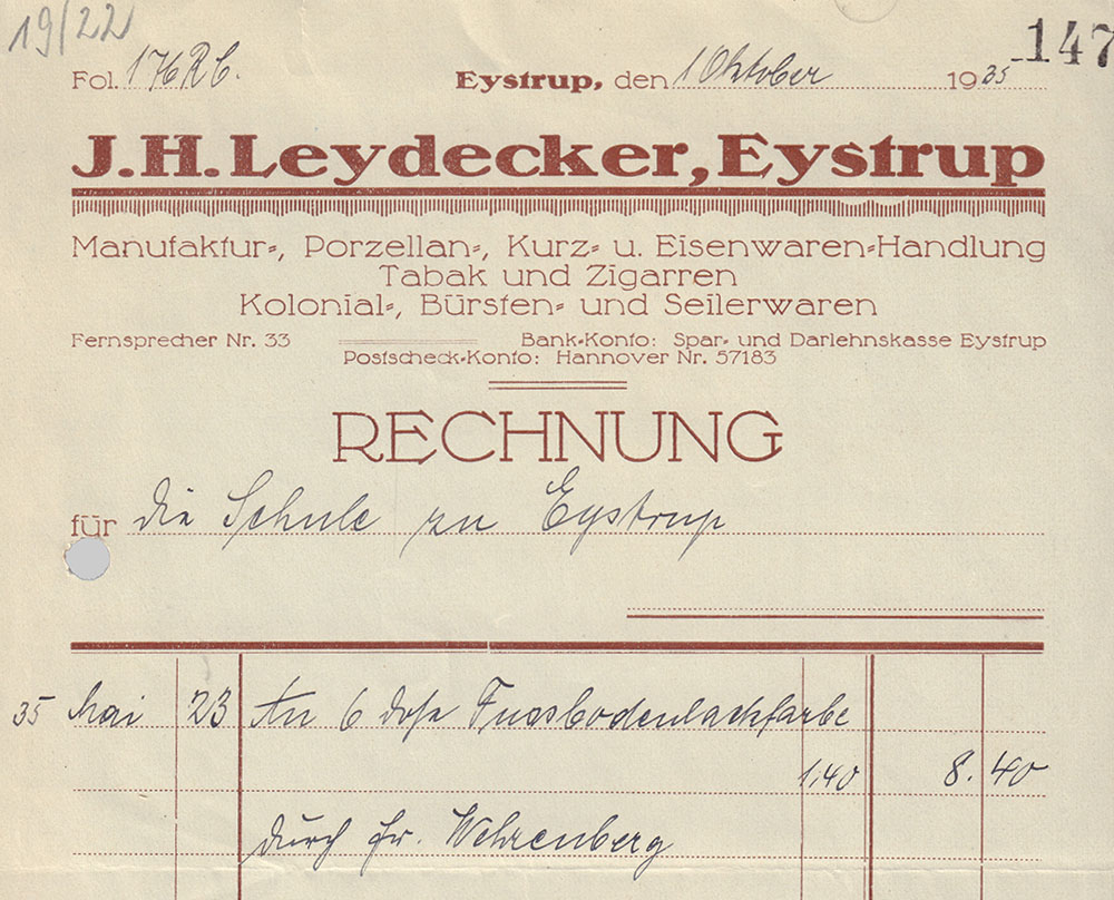 Kolonial- Bürsten- und Seilerwaren J. H. Leydecker