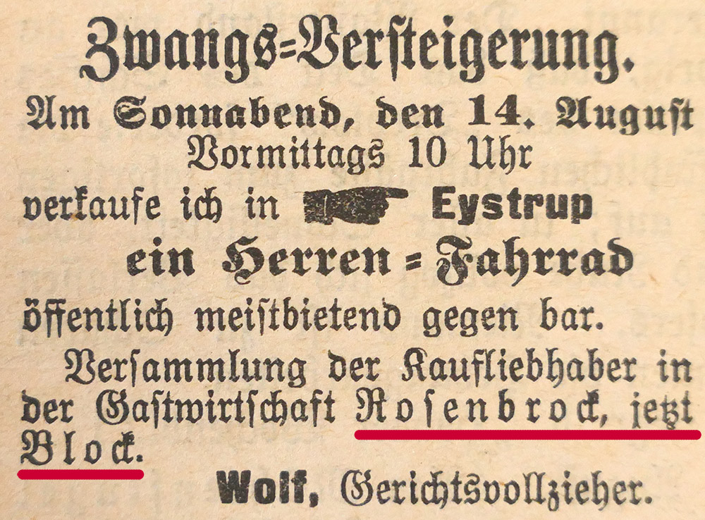 Hoyaer Wochenblatt vom 13.08.1909