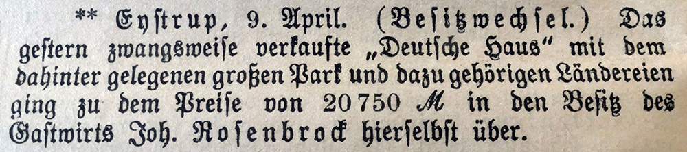 Hoyaer Wochenblatt vom 09.04.1908
