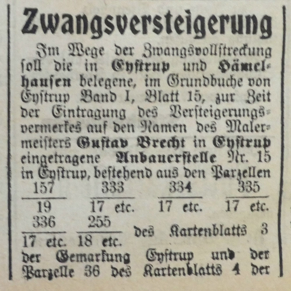 Hoyaer Wochenblatt vom 07.02.1908