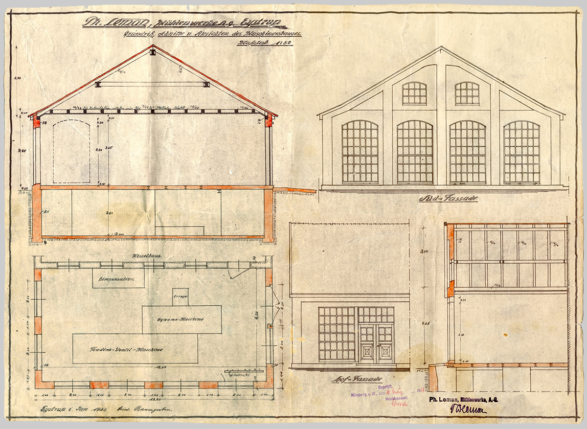 Bauzeichnung für die Verlängerung des alten Karfthauses