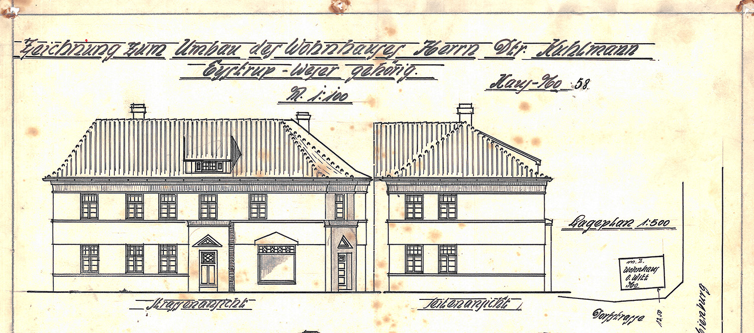 Zeichnung zum Umbau des Wohnhauses von 1925