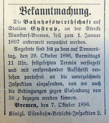 Hoyaer Wochenblatt vom 11.10.1896