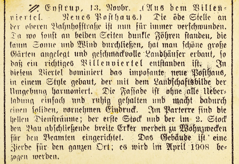 Zeitungsbericht vom 13.11.1907
