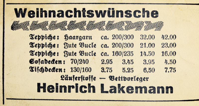 Anzeige der Firma Lakemann vom 10.12.1937